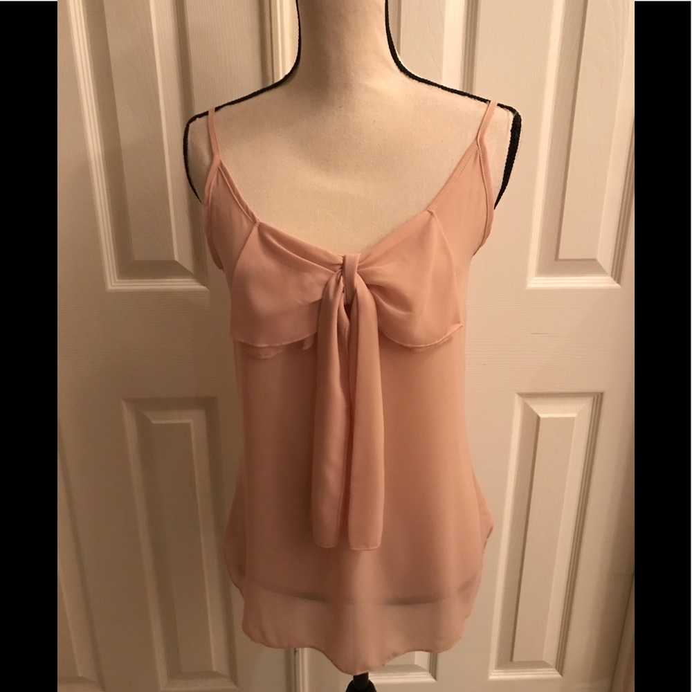Small sheer soft pink bow sleeveless top by A’gaci